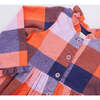 Girls Autumn Dress, Navy Orange Check - Dresses - 4