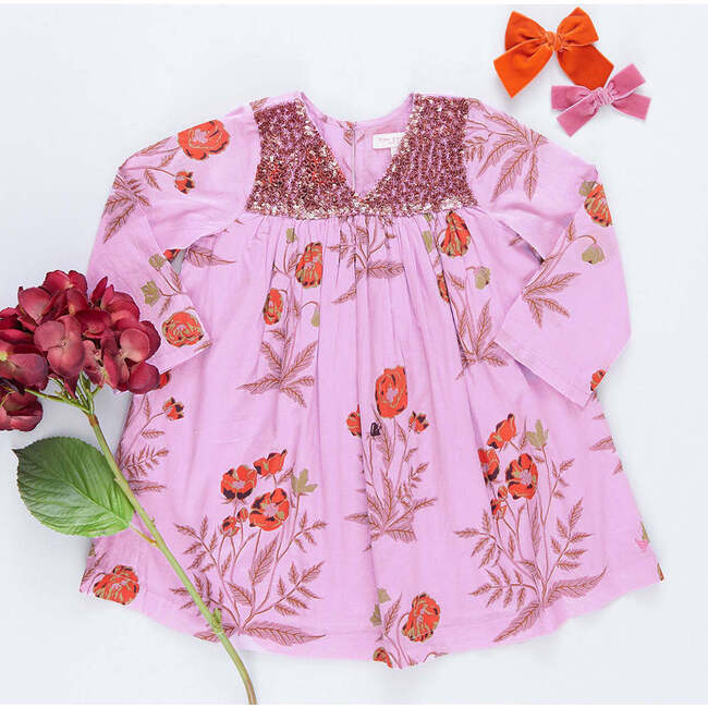 Girls Courtney Dress, Lavender Poppy - Dresses - 5