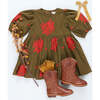 Girls Brooke Dress, Dark Olive Embroidery - Dresses - 4