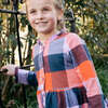 Girls Autumn Dress, Navy Orange Check - Dresses - 5