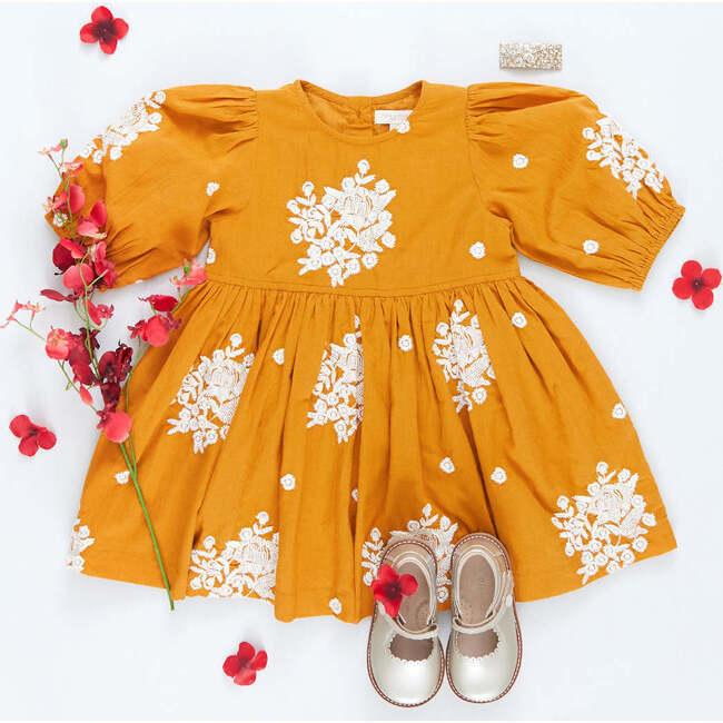 Girls Brooke Dress, Inca Gold Embroidery - Dresses - 5