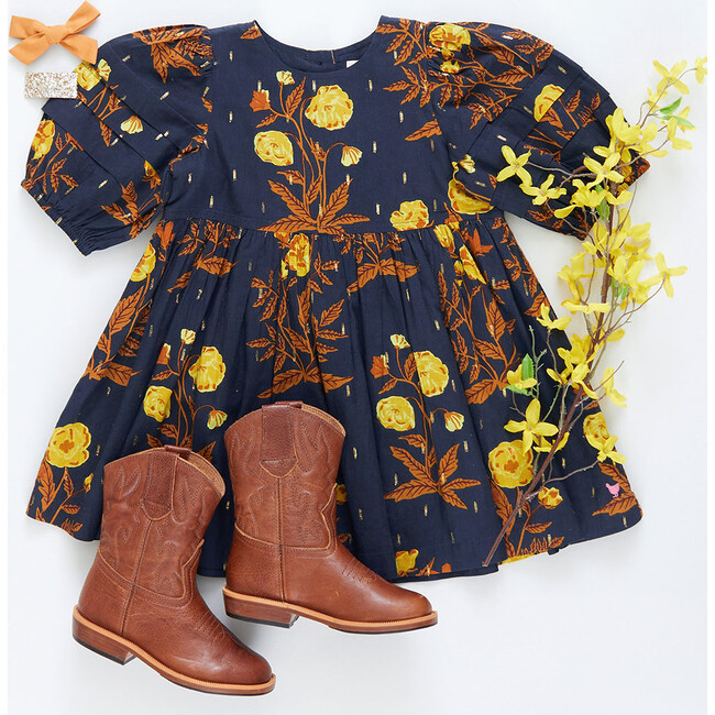 Girls Brooke Dress, Navy Poppy - Dresses - 5