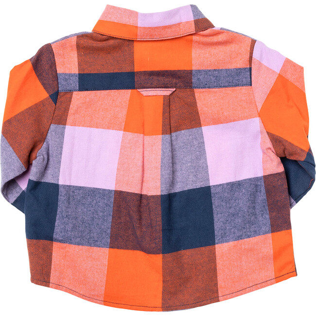 Boys Jack Shirt, Navy Orange Check - Shirts - 4