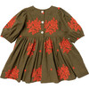 Girls Brooke Dress, Dark Olive Embroidery - Dresses - 5