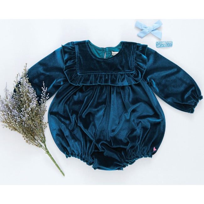 Baby Girls Velour Quinn Bubble, Midnight Blue - Onesies - 5