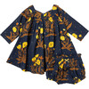 Baby Girls Frida Dress Set, Navy Poppy - Dresses - 1 - thumbnail