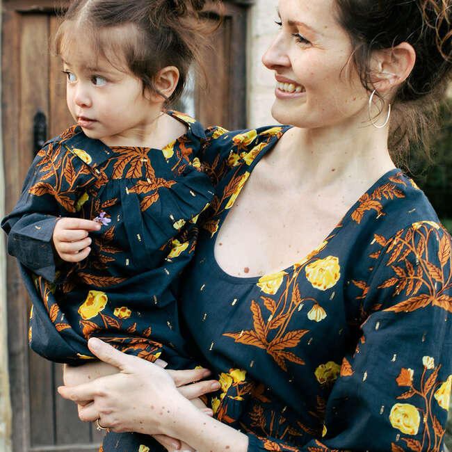Baby Girls Frida Dress Set, Navy Poppy - Dresses - 4