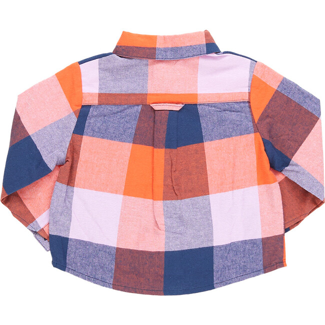 Baby Boys Jack Shirt, Navy Orange Check - Shirts - 4