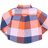 Baby Boys Jack Shirt, Navy Orange Check - Shirts - 4