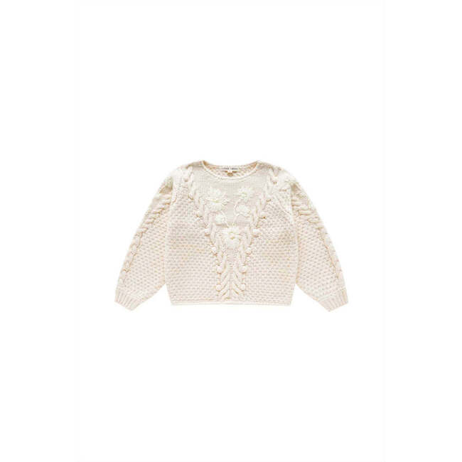 Acacia Knit Pom Pom Sweater, Cream