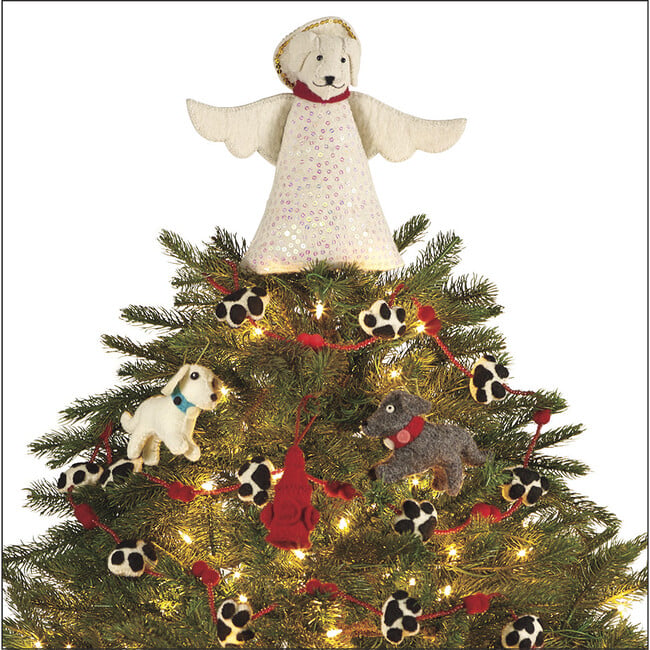 Dog Angel Holiday Tree Topper, White - Tree Toppers - 2