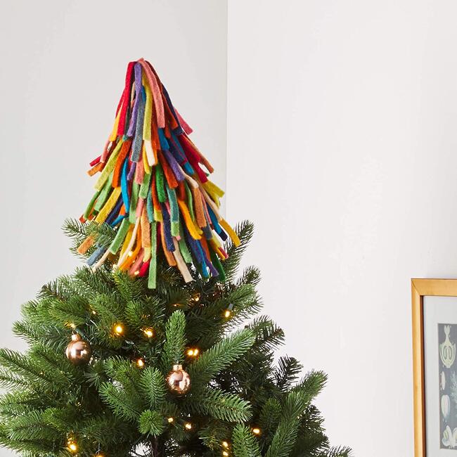 Christmas Tree Topper, Multicolor Fringe - Tree Toppers - 3