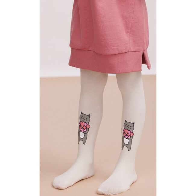 Mr. Whiskerson Girls Tights, Cream - Tights - 2