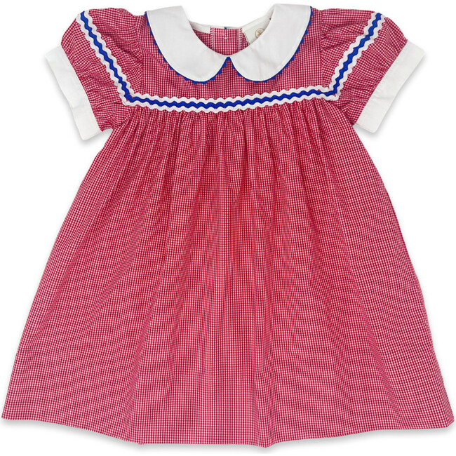 Kendall Minigingham Dress, Red & Royal Blue
