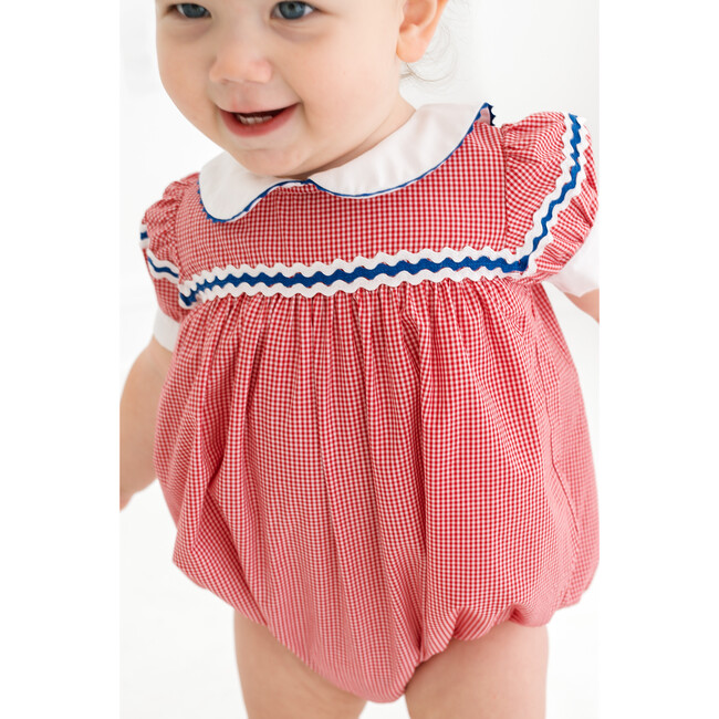 Kendall Minigingham Bubble, Red & Royal Blue - Onesies - 2