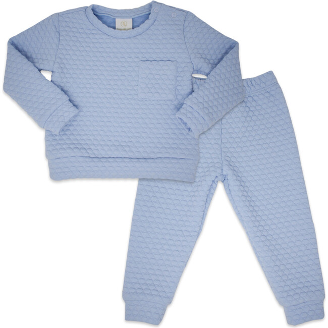 Quilted Top & Pant Sweatsuit, Blue