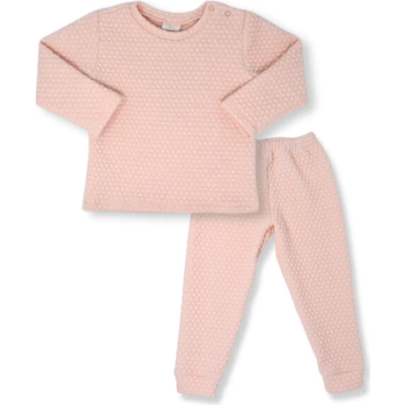 Quilted Top & Pant Sweatsuit, All Pink