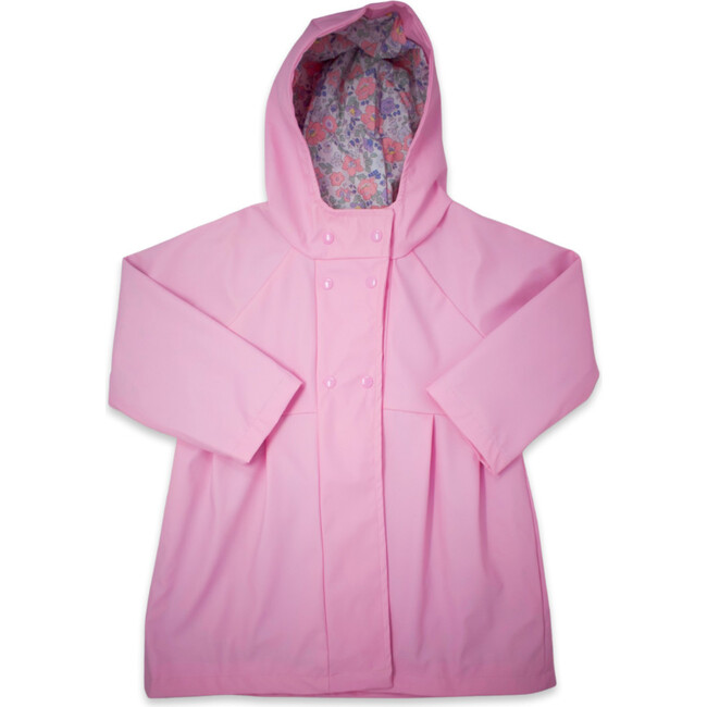 Rainy Day Floral Print Lined Raincoat, Pink