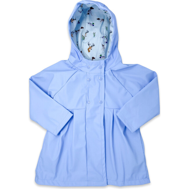 Rainy Day Hunter Print Lined Raincoat, Blue