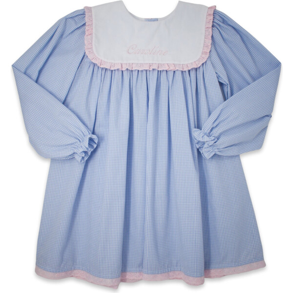 fitted lace wedding dress Aquamarine Girls Bishop Dress with Smocked Easter Bunny and Long Sleev