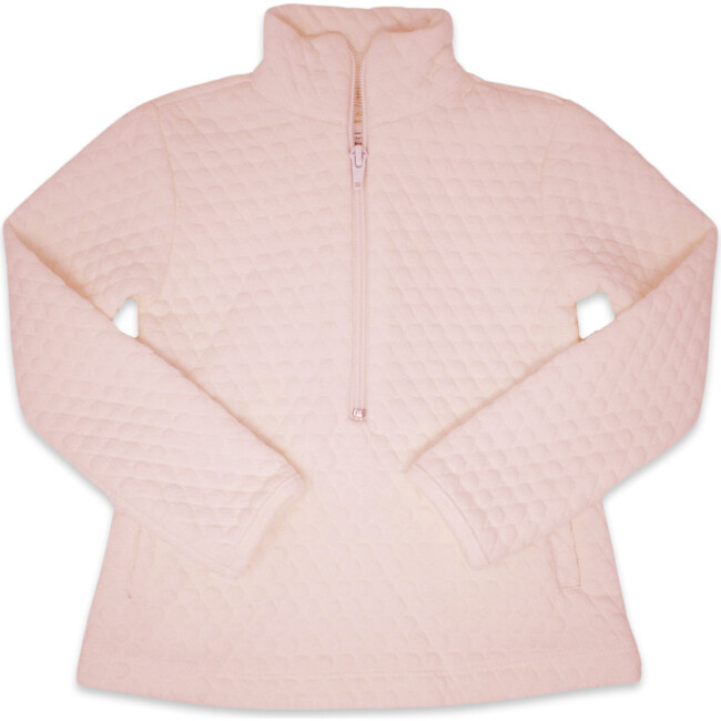 Heather Quilted Mock Neck Half Zip Sweatshirt, Pink