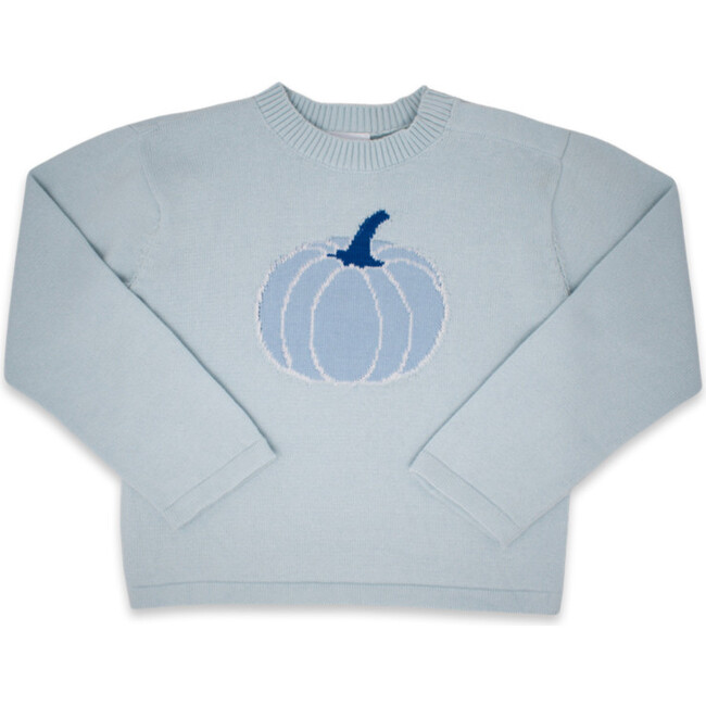 Cozy Up Pumpkin Applique Long Sleeve Sweater, Blue