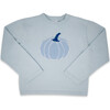 Cozy Up Pumpkin Applique Long Sleeve Sweater, Blue - Sweaters - 1 - thumbnail