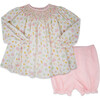 Betsy Pumpkin Print Smocked Neck Top & Bloomer Set, Pink - Mixed Apparel Set - 1 - thumbnail