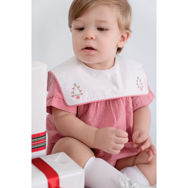 Christian Tree Embroidered Minigingham Bubble, Red - Onesies - 2