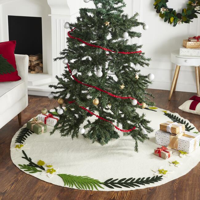 Felt Greenery Tree Skirt, Cream - Tree Skirts - 2