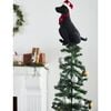 Christmas Tree Topper in Hand Felted Wool, Black Lab with Santa Hat - Tree Toppers - 2