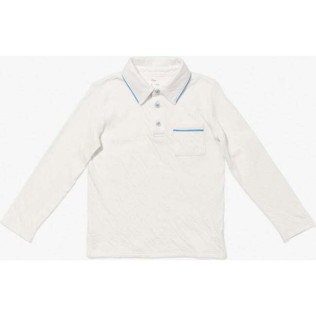 Parker Long Sleeve Polo, Blue Piping