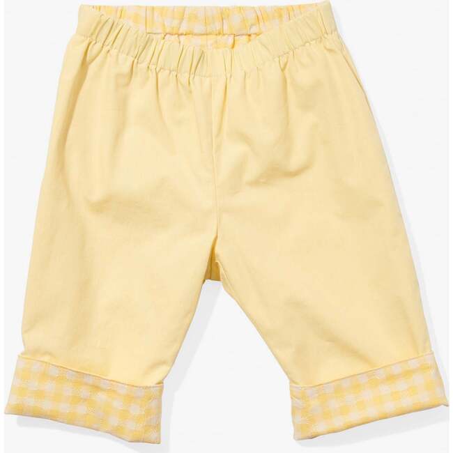 Reversible Baby Pant, Yellow Check - Pants - 4