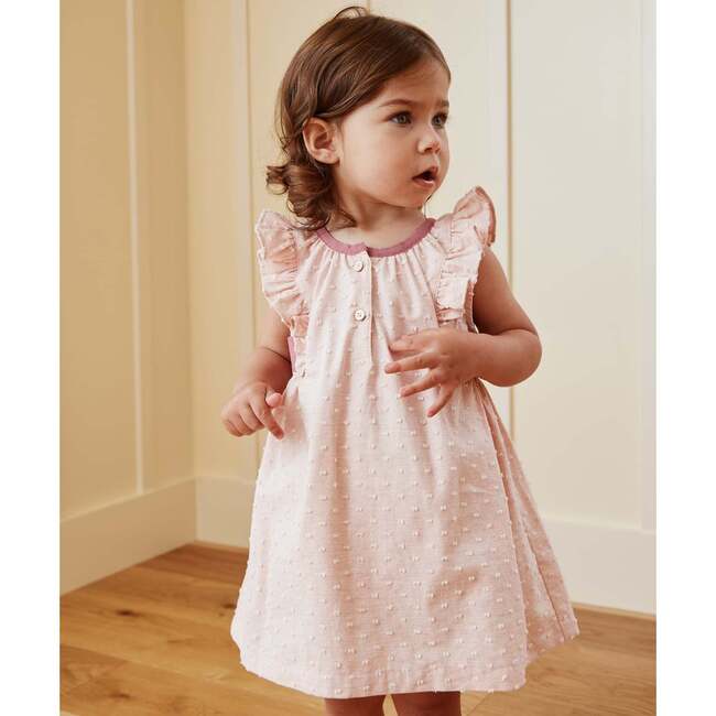 Edie Baby Dress, Pink Swiss Dot - Dresses - 2