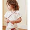 Crossbody Short Sleeve Onesie, Oso Red Piping - Onesies - 2