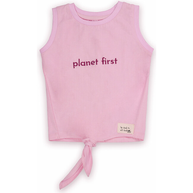 Planet First Embroidered Tie-Up Vest, Pink