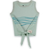 Ripple Print Tie-Up Vest, Aqua - Vests - 1 - thumbnail