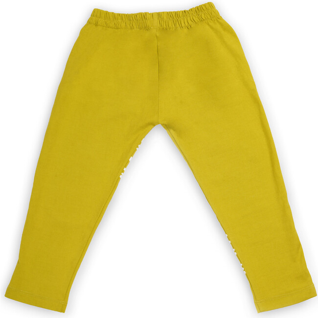 Ripple Embroidered Slogan Leggings, Mustard - Leggings - 2