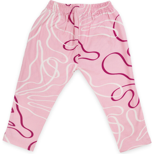 Reef Print Embroidered Leggings, Dark Pink & white - Leggings - 2