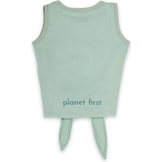 Ripple Print Tie-Up Vest, Aqua - Vests - 2