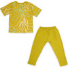 Reef Print T-Shirt With Matching Ripple Leggings Set, Mustard - Mixed Apparel Set - 2