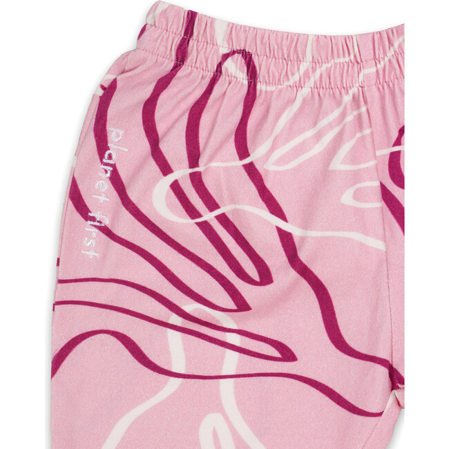 Reef Print Embroidered Leggings, Dark Pink & white - Leggings - 3