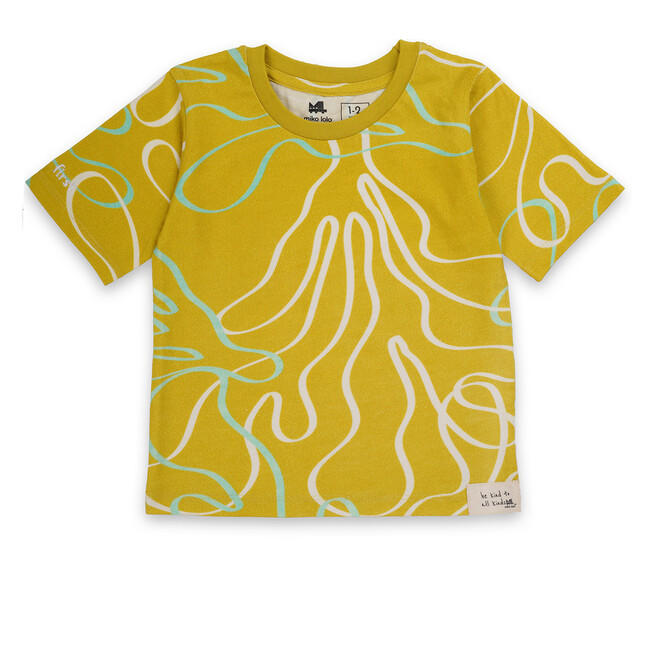 Reef Print Unisex Short Sleeve T-Shirt, Mustard
