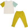 Dream T-Shirt With Ripple Leggings Set, Coral & Mustard - Mixed Apparel Set - 2