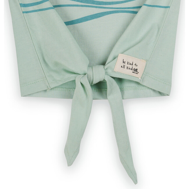Ripple Print Tie-Up Vest, Aqua - Vests - 3