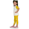 Ripple Embroidered Slogan Leggings, Mustard - Leggings - 4