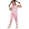 Reef Print Embroidered Leggings, Dark Pink & white - Leggings - 5