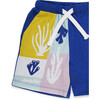 Planet First Slogan Vest With Reef Print Shorts Set, Pink & Dark Blue - Mixed Apparel Set - 4