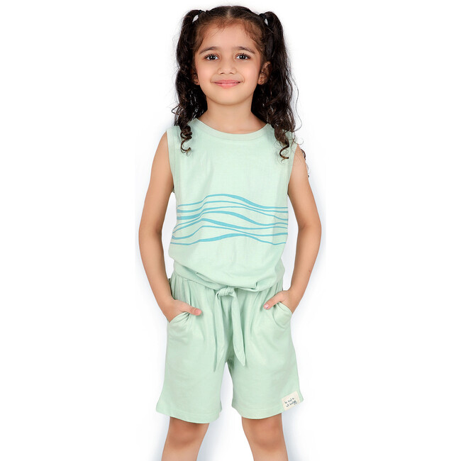 Ripple Vest With Matching Planet First Shorts Set, Aqua - Mixed Apparel Set - 6