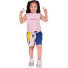 Planet First Slogan Vest With Reef Print Shorts Set, Pink & Dark Blue - Mixed Apparel Set - 6